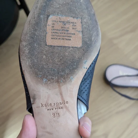 Kate Spade Dark Navy Blue Perforated Slingback Flats - Picture 5 of 6